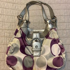 Coach purse silver and purple